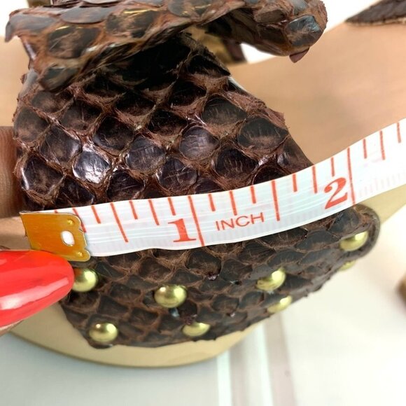 SPAZIOMODA wood leather snakeskin touch sandals women size 37 - Picture 12 of 17